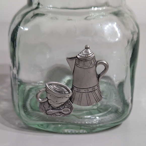 Vintage 90s Friends Era Pewter Recycled Glass Coffee Bean/tea Jar - Picture 5 of 13
